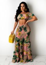 Floral Print Crop Top Long Skirt 2 Piece Sets SFY-MM002