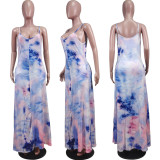Sexy Printed Spaghetti Strap Maxi Dress WY-6804