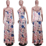 Sexy Printed Spaghetti Strap Maxi Dress WY-6804