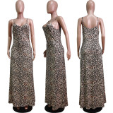 Sexy Printed Spaghetti Strap Maxi Dress WY-6804