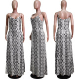 Sexy Printed Spaghetti Strap Maxi Dress WY-6804