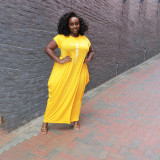 Plus Size Casual Short Sleeve Irregular Maxi Dress BMF-PP062