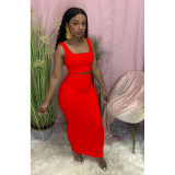 Solid Tank Top And Long Skirt 2 Piece Sets SFY-MM011