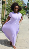 Plus Size Casual Short Sleeve Irregular Maxi Dress BMF-PP062