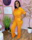 Solid Short Sleeve Shirt Straight Pants 2 Piece Suits OMY-0026