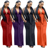 Sexy Sleeveless V Neck Ruched Long Evening Dress OMY-0029