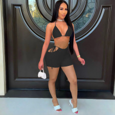 Sexy Solid Bra Top And Shorts Two Piece Sets FOSF-8082