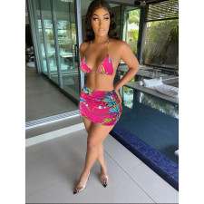 Sexy Printed Bra Top Mini Skirt 2 Piece Sets FOSF-8084