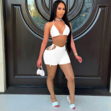 Sexy Solid Bra Top And Shorts Two Piece Sets FOSF-8082