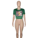 Casual Camo Print Short Sleeve O Neck T Shirt SH-390101