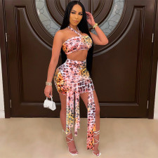 Sexy Leopard Bandage Two Piece Skirt Sets SH-390138