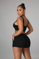 Solid Sports Tank Top And Shorts 2 Piece Sets JPF-1043