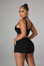 Solid Sports Tank Top And Shorts 2 Piece Sets JPF-1043