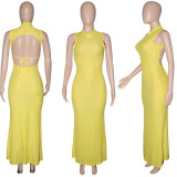 Solid Sexy Backless Sleeveless Maxi Dress SH-390137