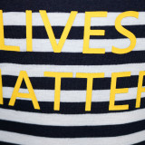 Plus Size Casual Striped Letter Print Short Sleeve Mini Dress SH-3808