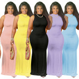 Solid Sexy Backless Sleeveless Maxi Dress SH-390137