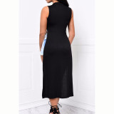 Sexy Mesh Patchwork Sleeveless Split Long Top SH-S045