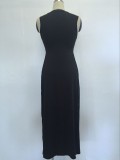Sexy Mesh Patchwork Sleeveless Split Long Top SH-S045