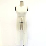 Sexy Mesh Patchwork Sleeveless Split Long Top SH-S045