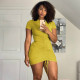 Solid Short Sleeve Ruched Slim Mini Dress WSYF-5876