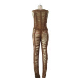Sexy Knitted Beach Hollow Out Sleeveless Jumpsuit TR-1157