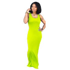 Solid Color Simple Fashion Sleeveless Long Dress YS-8810