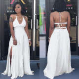 Sexy Halter Backless Split Maxi Dress SH-3649
