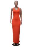 Solid Color Simple Fashion Sleeveless Long Dress YS-8810