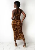 Printed Sexy Slim Sleeveless Spaghetti Strap Long Dress YS-8813