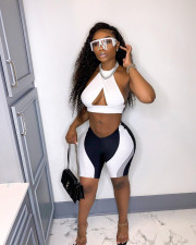 Fashion Casual Halter Top And Print Shorts Two Piece Set NM-8368