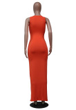 Solid Color Simple Fashion Sleeveless Long Dress YS-8810