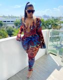 Sexy Plus Size Mesh Print Jumpsuit + Bra MOF-6629