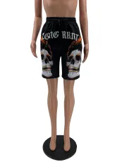 Plus Size Skull Print Pocket Casual Shorts QSF-51007