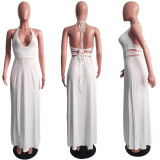 Sexy Halter Backless Split Maxi Dress SH-3649