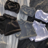 Fashion Casual Solid Color Wrapped Chest Shorts Two Piece Sets YS-8809