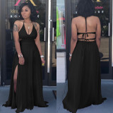 Sexy Halter Backless Split Maxi Dress SH-3649