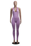 Fashion Sexy Backless Deep V Halter Jumpsuit YS-8570