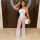 Fashion Sexy Solid Color Tube Top Mesh Jumpsuit YS-8804
