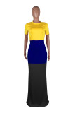 Casual Patchwork Short Sleeve Maxi Dresses YS-8341-1