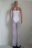 Fashion Sexy Solid Color Tube Top Mesh Jumpsuit YS-8804