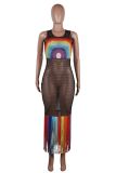 Plus Size Fashion Sexy Print See Through Beach Dress YS-8355