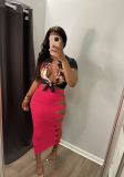 Sexy Solid Hole Hollow Out Long Skirt LX-6900