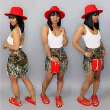 Plus Size Sexy Tassel Straight Shorts SH-3553