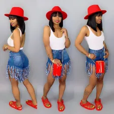 Plus Size Sexy Tassel Straight Shorts SH-3553