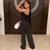 Fashion Sexy Solid Color Tube Top Mesh Jumpsuit YS-8804