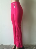 Solid Double Breasted High Waist Pants SH-2006-0
