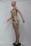 Print Halter Backless Club Dress YS-8802