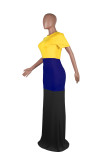 Casual Patchwork Short Sleeve Maxi Dresses YS-8341-1