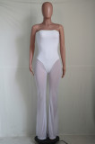 Fashion Sexy Solid Color Tube Top Mesh Jumpsuit YS-8804