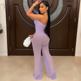 Fashion Sexy Solid Color Tube Top Mesh Jumpsuit YS-8804